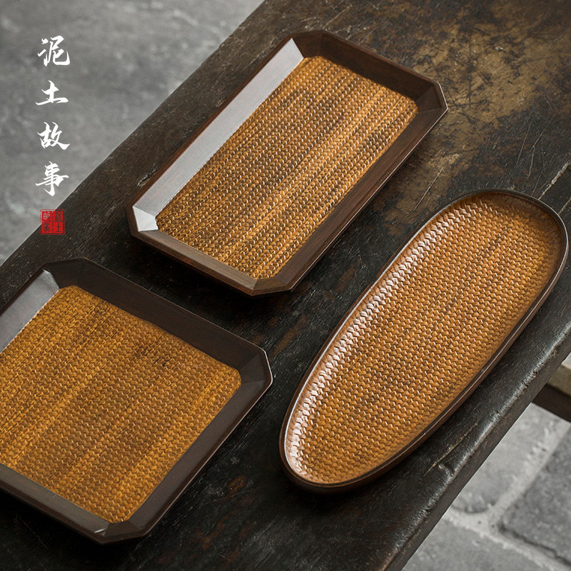 日式席面重竹干泡盘台 果盘小茶盘单层茶点托盘长方形日式茶具