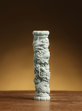 绿砂岩创意板龙柱茶宠物茶玩功夫茶具饰品家居客厅桌面鱼缸装饰品