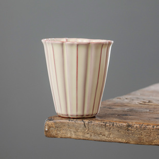 米黄汝窑花边可乐杯陶瓷茶杯主人杯高端个人专用大容量建盏品茗杯