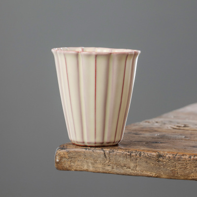 米黄汝窑花边可乐杯茶杯主人杯