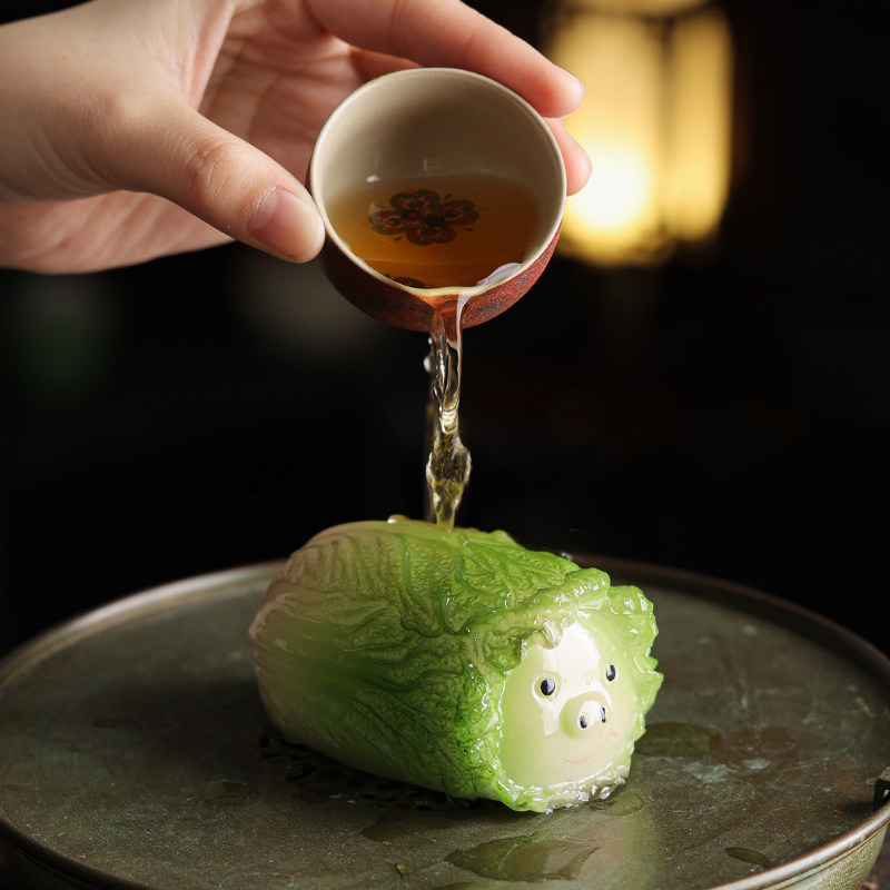 白菜可变色茶宠高端创意可养可爱菜猪茶盘茶桌摆件茶玩茶具饰品品,餐饮具,茶宠摆件,淘宝优惠券,粉丝福利购,淘宝优惠卷