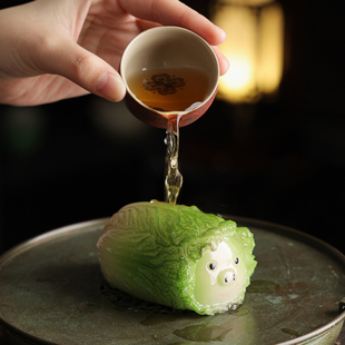 白菜可变色茶宠高端创意可养可爱菜猪茶盘茶桌摆件茶玩茶具饰品品