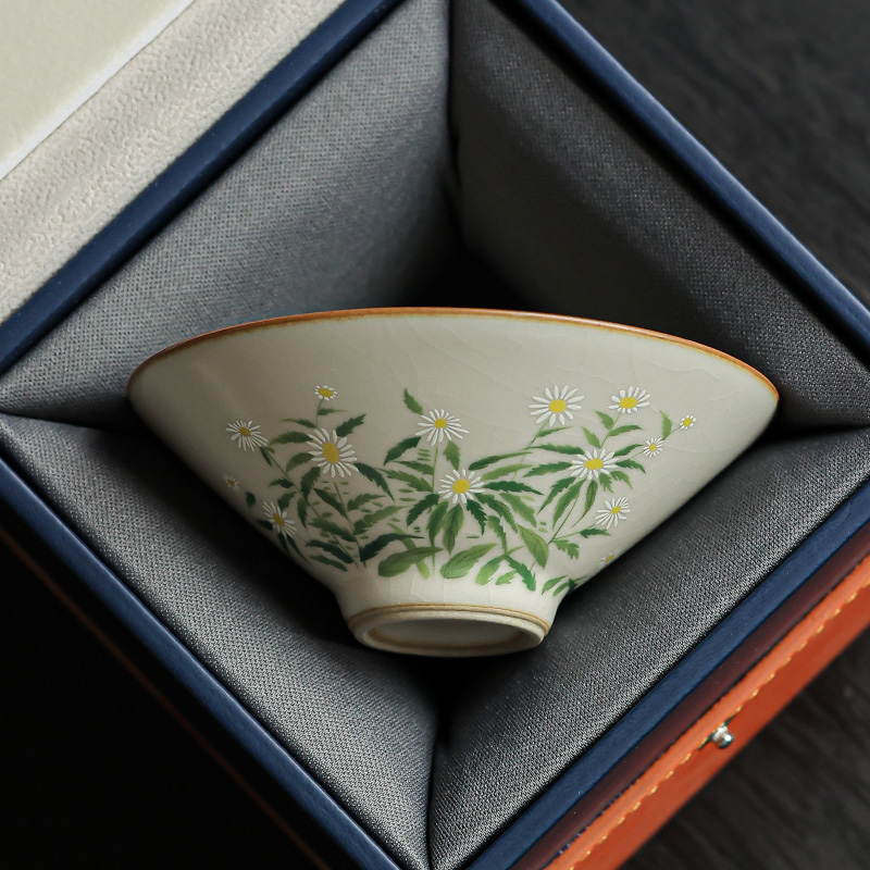 汝窑斗笠杯大号主人杯陶瓷茶杯家用单杯个人专用功夫茶具中式茶盏