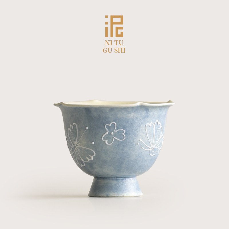 粉引手绘花瓣杯中式陶瓷功夫茶杯品茗杯个人专用喝茶杯建盏主人杯,餐饮具,茶杯,淘宝优惠券,粉丝福利购,淘宝优惠卷