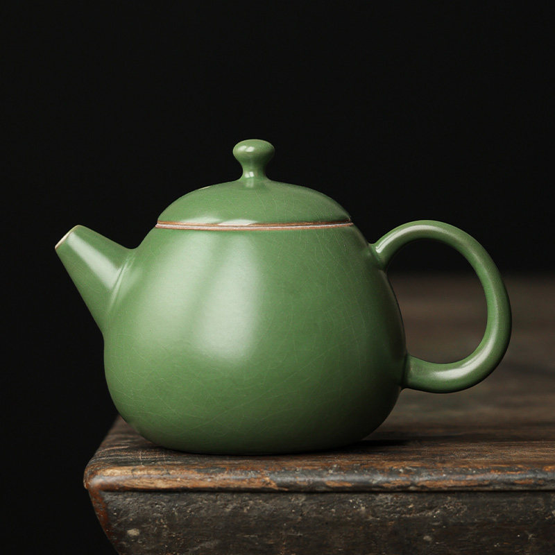 汝窑茶壶汝瓷泡茶壶陶瓷开片可养家用大小容量功夫茶水壶中式单壶,餐饮具,茶壶,淘宝优惠券,粉丝福利购,淘宝优惠卷