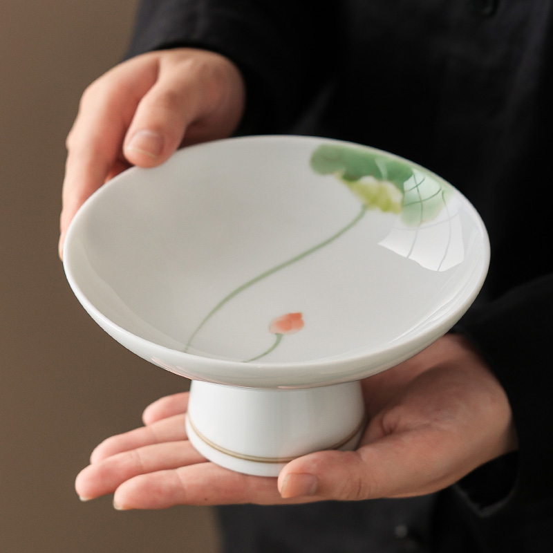 纯手绘墨画青荷-圆满果盘小号