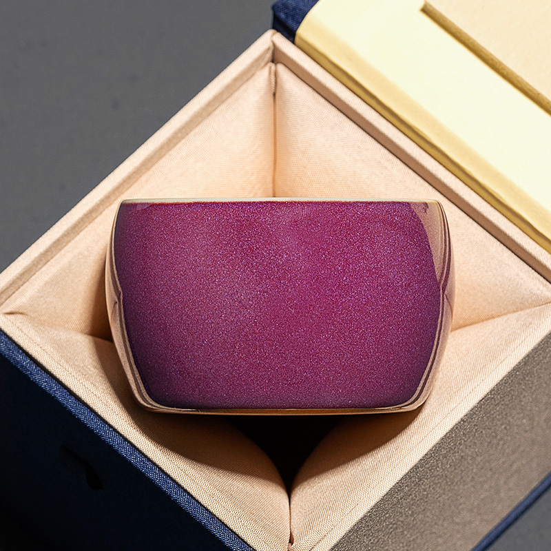 陶瓷茶杯主人杯家用紫钧瓷功夫茶杯个人专用高档中式窑变茶盏单杯