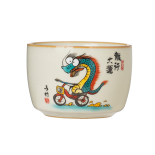 陶瓷汝窑龙行大运主人杯单杯家用高档专用喝茶杯定制品茗杯茶具