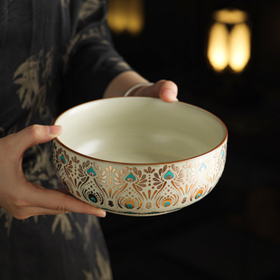 汝窑茶洗敦煌印象家用茶洗缸陶瓷茶道零配件茶渣缸高档茶杯洗水盂