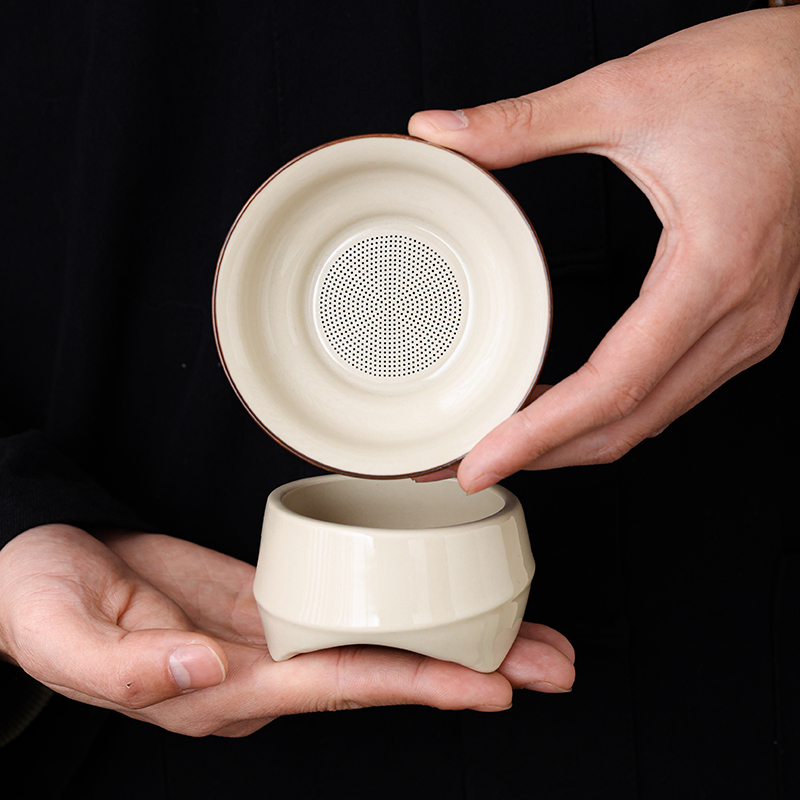 草木灰陶瓷功夫茶具茶叶过滤器组