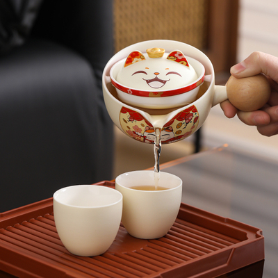 陶瓷转转旋转自动泡茶壶泡茶神器