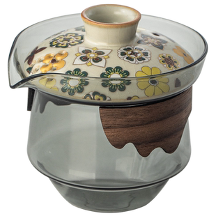 大唐宝相玻璃盖碗茶杯大号单个高档不烫手手抓壶一人功夫茶具茶壶