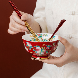 九桃五福国潮寿碗定制老人生日礼物长辈寿辰寿宴答谢祝寿回礼套装