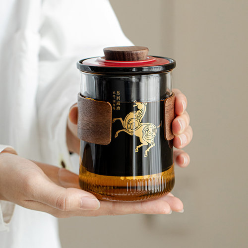 故宫文创马到成功玻璃泡茶杯