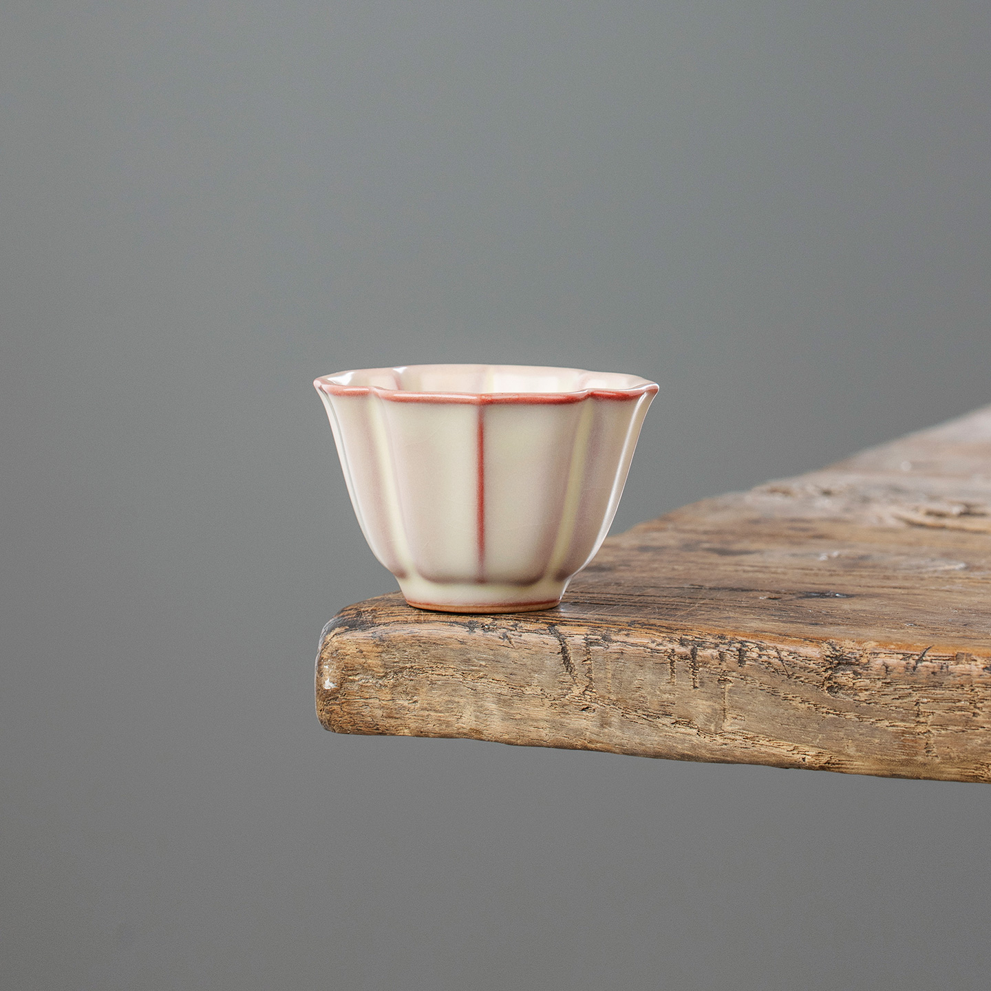 米黄汝窑花瓣杯个人专用品茗杯
