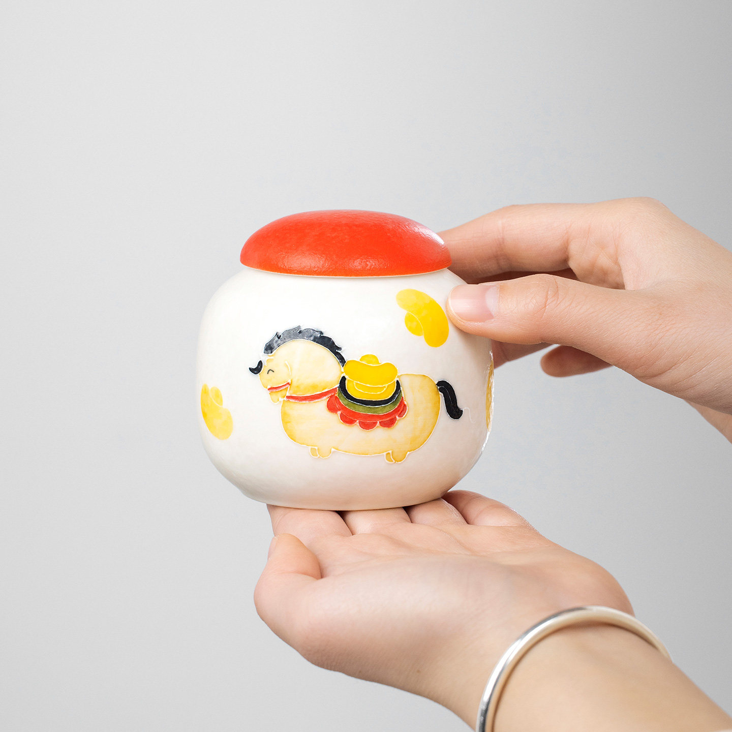 创意马上有财茶叶罐陶瓷家用小号便携随身防潮密封高端储存罐子