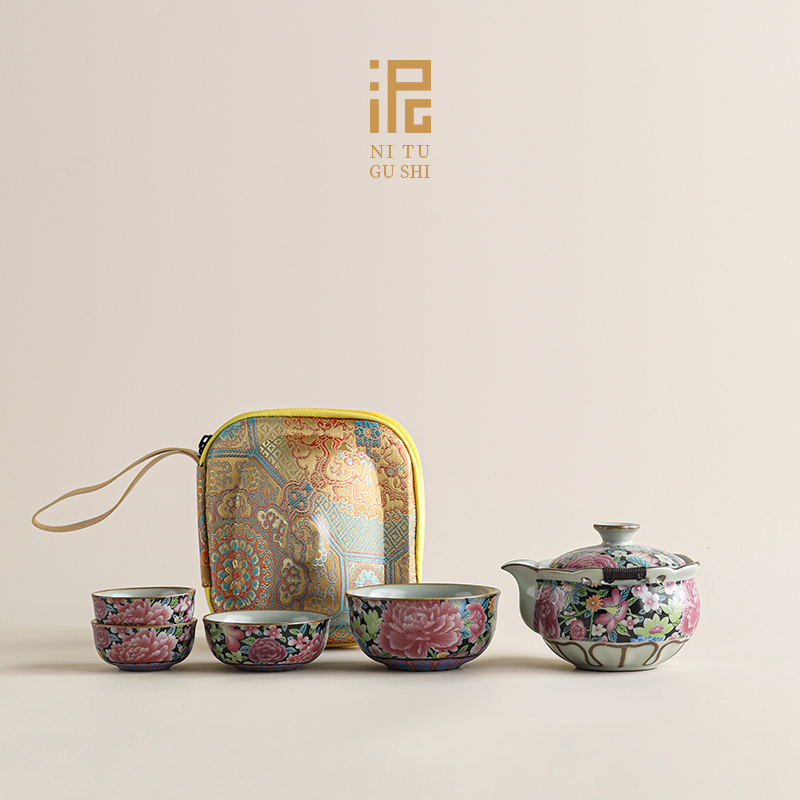 汝窑繁花似锦陶瓷手抓壶快客杯