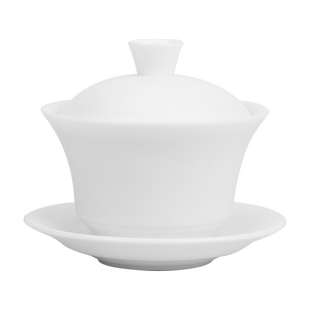 德化素烧手工白瓷三才马蹄盖碗羊脂玉功夫茶具单个泡茶盖碗大号