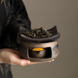 日式粗陶烤茶炉陶瓷茶叶提香器蜡烛加热烤茶烤雪松烘烤炉熏香炉