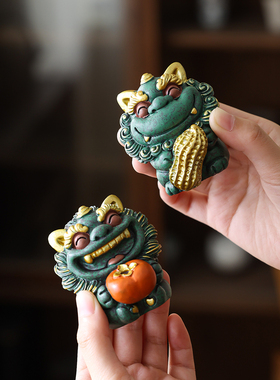 创意狮子，吸引财富和好事发生，一对可爱的治疗配件，家庭客厅桌