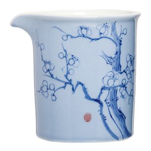 手绘青釉梅花直筒公道杯陶瓷功夫茶具茶海公道杯定制单个分茶器