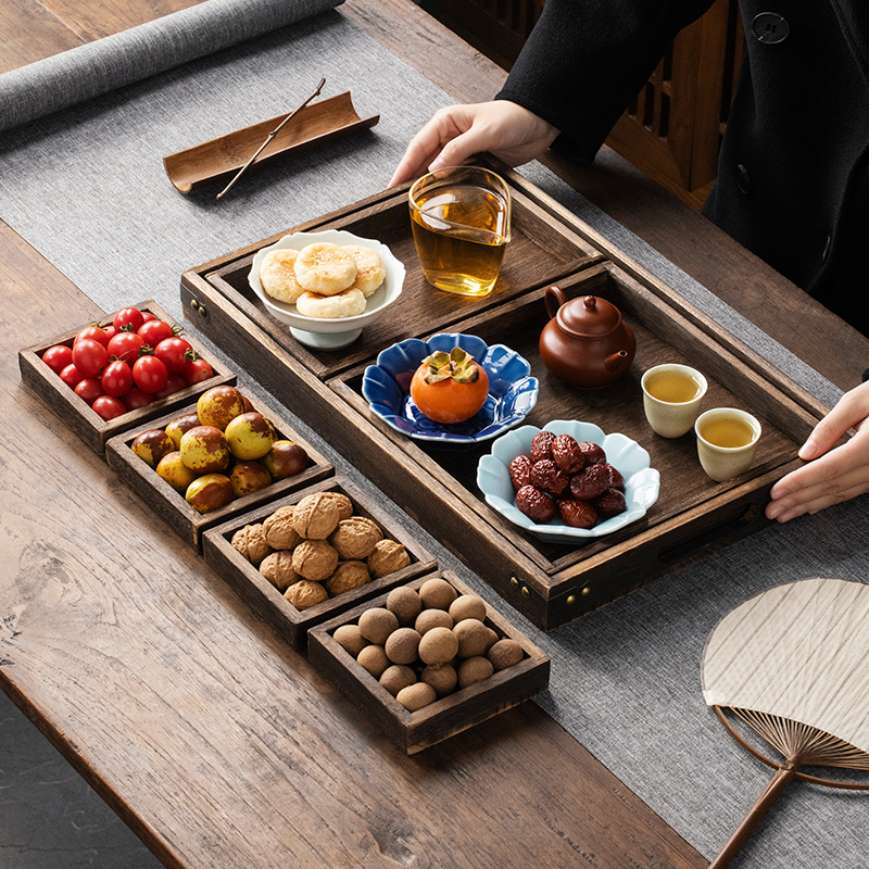 中桐木收纳茶点盘干果水果盘托盘