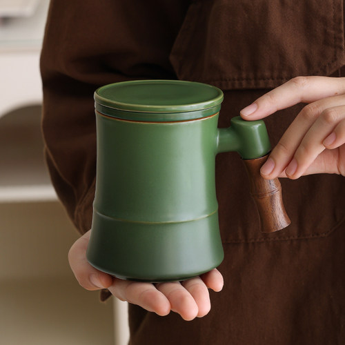 陶瓷竹林听风高升杯水杯办公杯