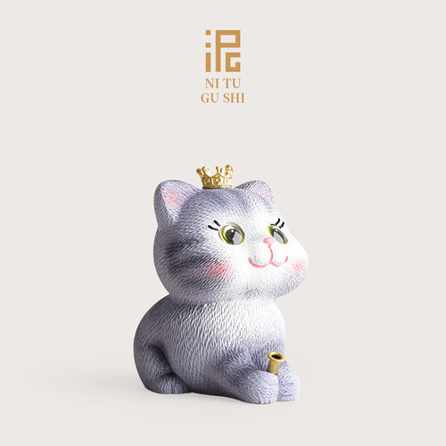 皇冠猫咪茶宠摆件树脂可爱小猫