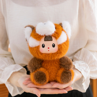 可爱萌娃宝贝喵星人浣熊变装小猫帽子硅胶毛绒玩具六一儿童节礼物