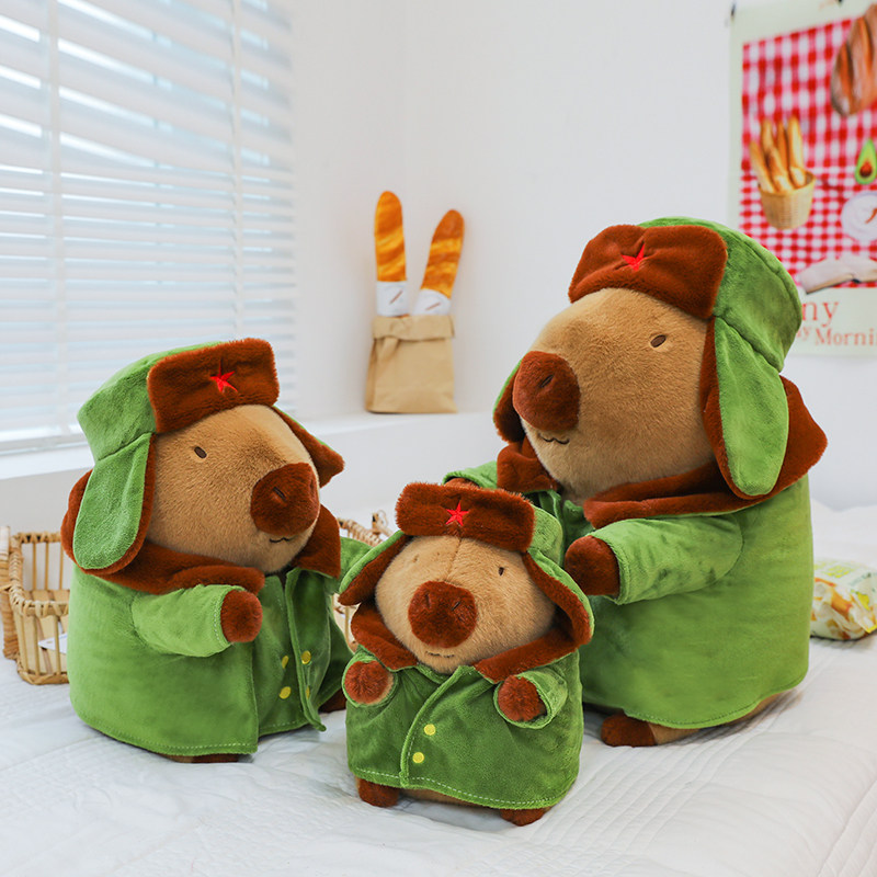 网红军大衣卡皮巴拉水豚毛绒玩具棉袄玩偶布娃娃生日礼物公仔可爱,玩具/童车/益智/积木/模型,毛绒/玩偶/公仔/布艺类玩具,淘宝优惠券,粉丝福利购,淘宝优惠卷