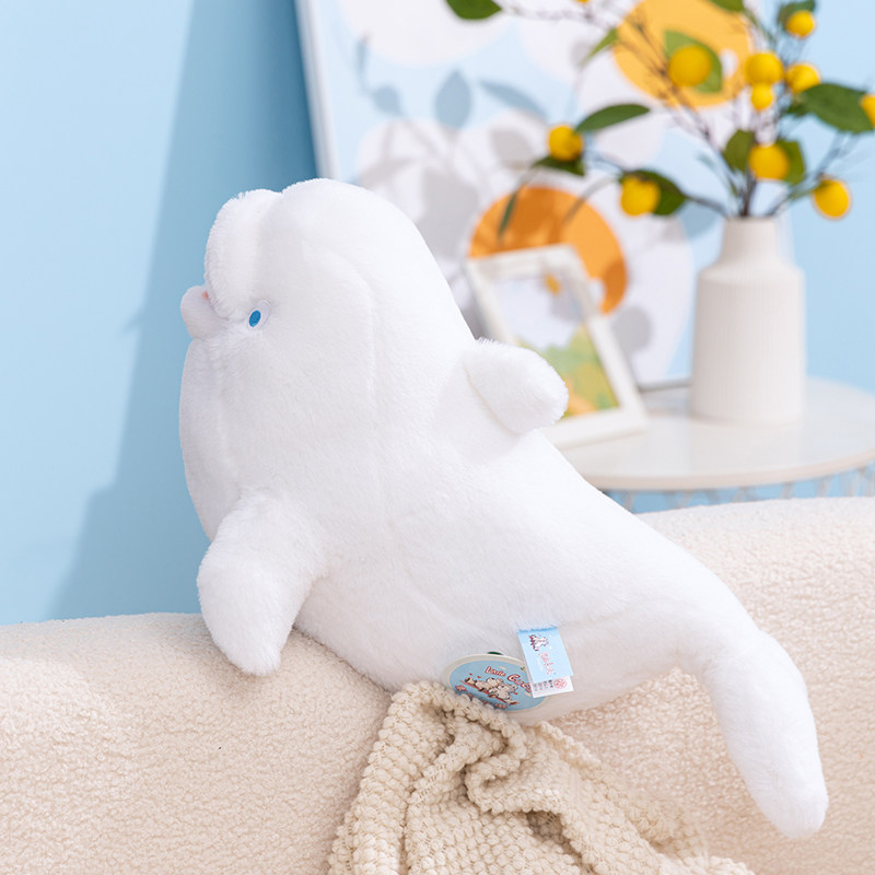 赛特嘟嘟正版可爱白色鲸鱼毛绒玩具公仔海豚抱枕床上陪睡娃娃女生
