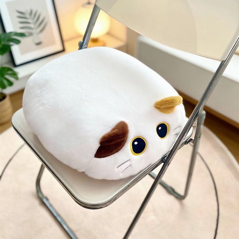 软萌可爱三花猫暹罗猫抱枕毛绒玩具圆形猫咪抱枕玩偶沙发靠垫公仔