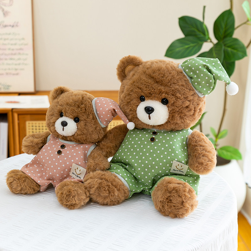 点点睡衣情侣小熊玩偶毛绒玩具泰迪熊公仔睡觉抱枕娃娃女生日礼物