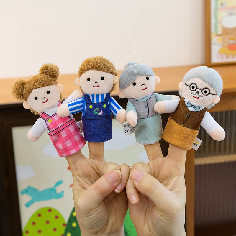 儿童角色扮演一家人手偶玩具人物毛绒手套安抚玩偶职业讲故事娃娃
