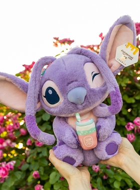 迪士尼紫色史迪仔背包安琪公仔星际宝贝毛绒玩具礼物女孩单肩包