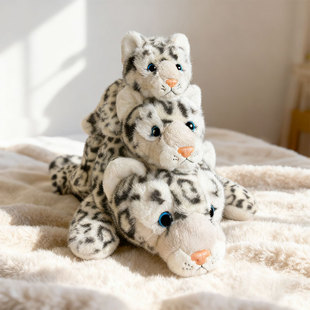 仿真雪豹毛绒玩具公仔可爱豹纹玩偶布娃娃动物园抱枕男生儿童礼物