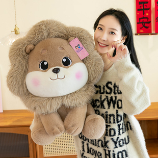 可爱呆萌小狮子公仔玩偶毛绒玩具坐姿狮子王抱枕摆件生日礼物女孩