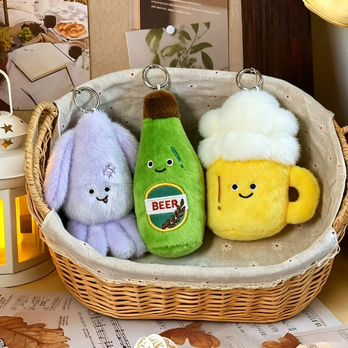 创意啤酒瓶毛绒挂件公仔钥匙扣