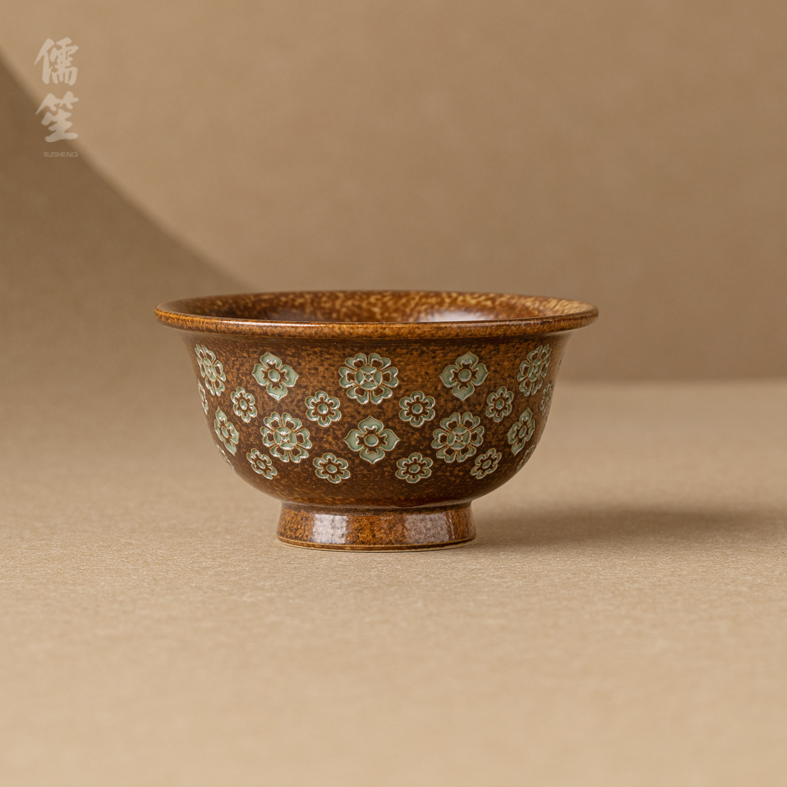 儒笙宝相花手工品茗杯大容量茶杯茶碗陶瓷家用中式复古高颜值茶杯