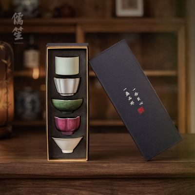 五大名窑套装功夫茶具主人杯品茗杯陶瓷茶杯送礼长辈喝茶专用