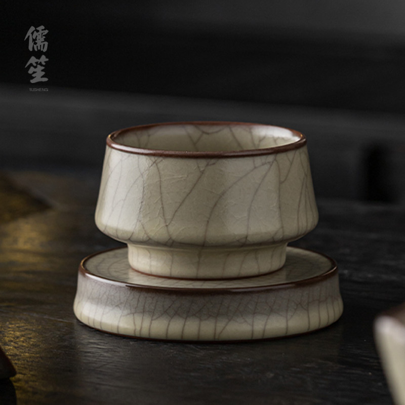 儒笙复古传世哥窑主人杯高端茶器品茗杯茶具单杯普洱杯叶金塔手作