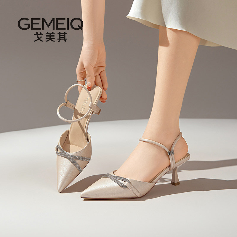 戈美其高跟凉鞋女新款尖头夏季时装凉鞋包头款式百搭配裙子女鞋,女鞋,时装凉鞋,淘宝优惠券,粉丝福利购,淘宝优惠卷