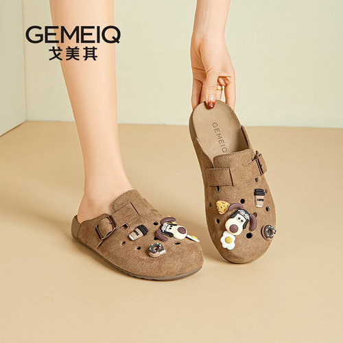 戈美其商场同款勃肯鞋半拖女2025新款超火凉拖鞋外穿高级感洞洞鞋