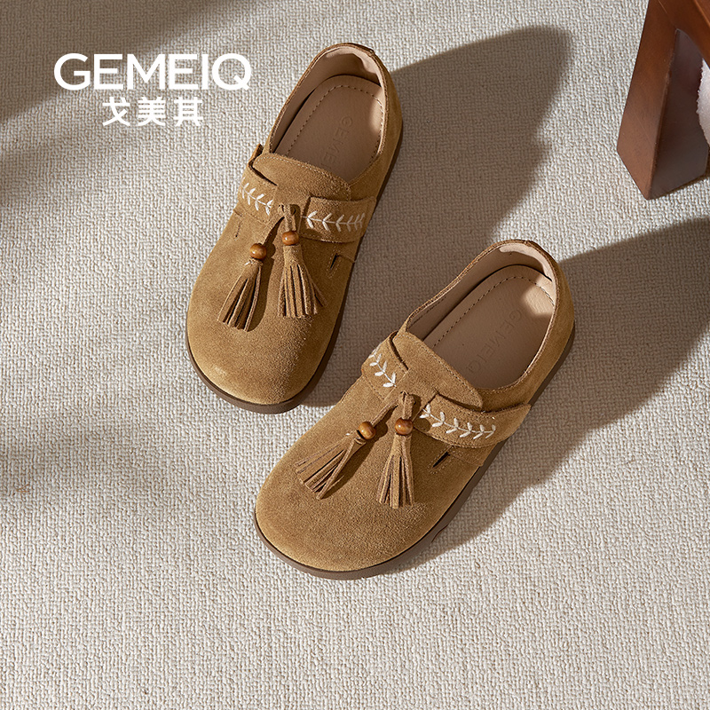 戈美其2025新款复古真皮勃肯鞋