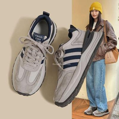 香港厚底阿甘鞋女2025春秋新款韩版复古百搭老爹鞋增高德训运动鞋