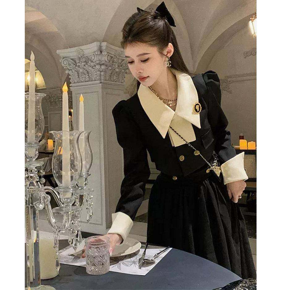 欧洲站秋冬新款气质端庄西装外套半身裙子富家千金绝美礼服两件套