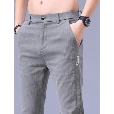 春秋季松紧腰休闲裤男士修身直筒运动免烫抗皱百搭牛仔长裤子男款