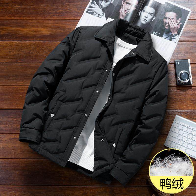 轻薄羽绒服男2025秋冬季保暖上衣服冬天加厚翻领衬衫鸭绒外套冬装