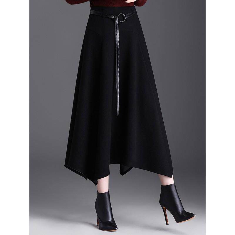 加厚毛呢不规则半身裙女2025秋冬高端精致高端显瘦A字设计感长裙