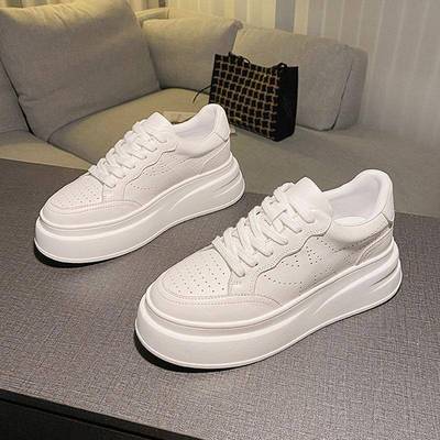 小白鞋男2025新款潮流百搭松糕鞋厚底内增高真皮情侣运动休闲板鞋